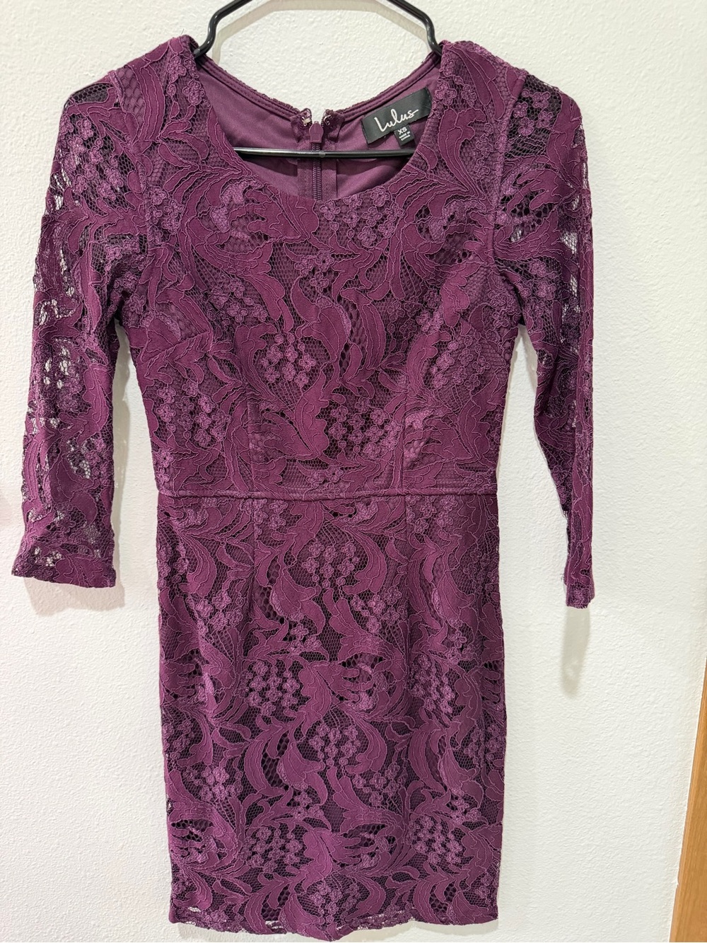 Lulu's Plum Lace Long-Sleeve Sheath Dress